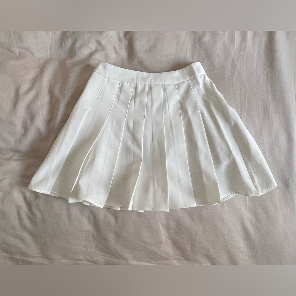 White Pleated Tennis Mini Skirt xs s